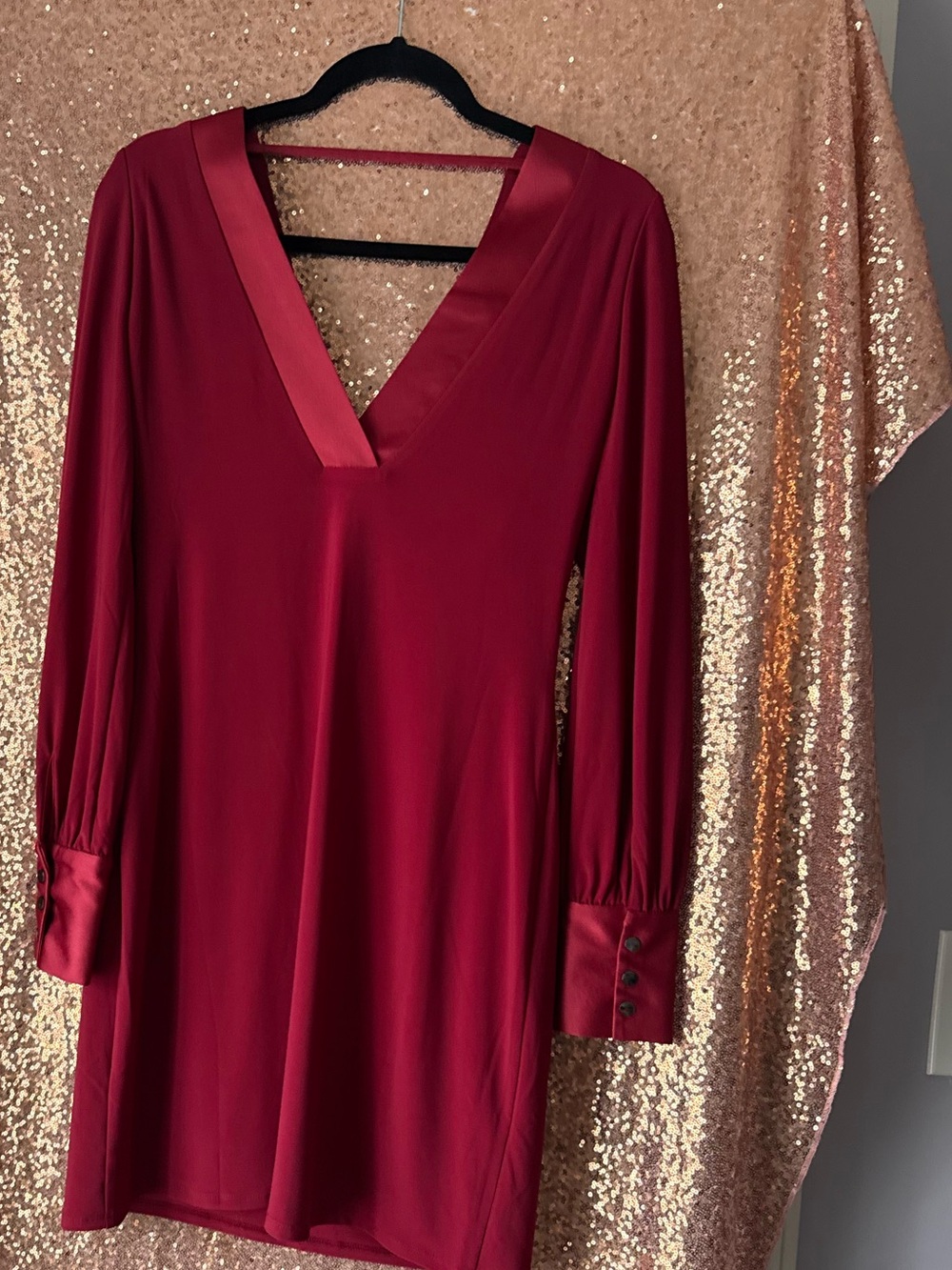 Red V-Neck Long Sleeve Women's Top WHBM